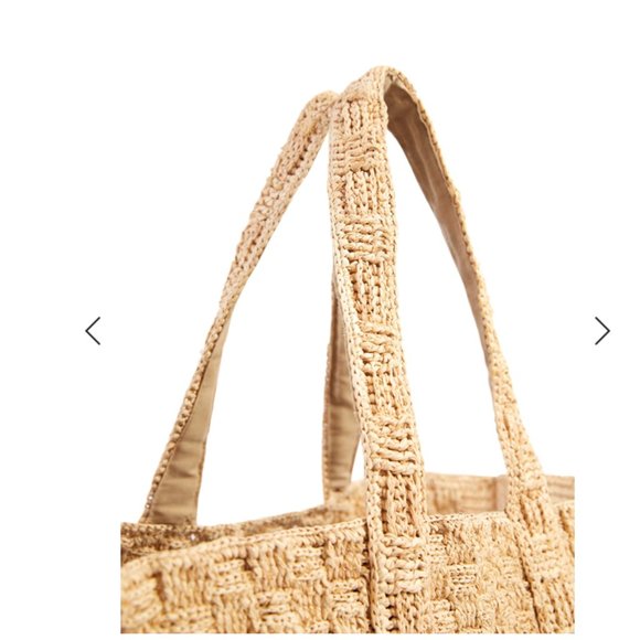 Faherty Women's Large Woven Straw Tote Bag - Natural, Raffia - Picture 2 of 10